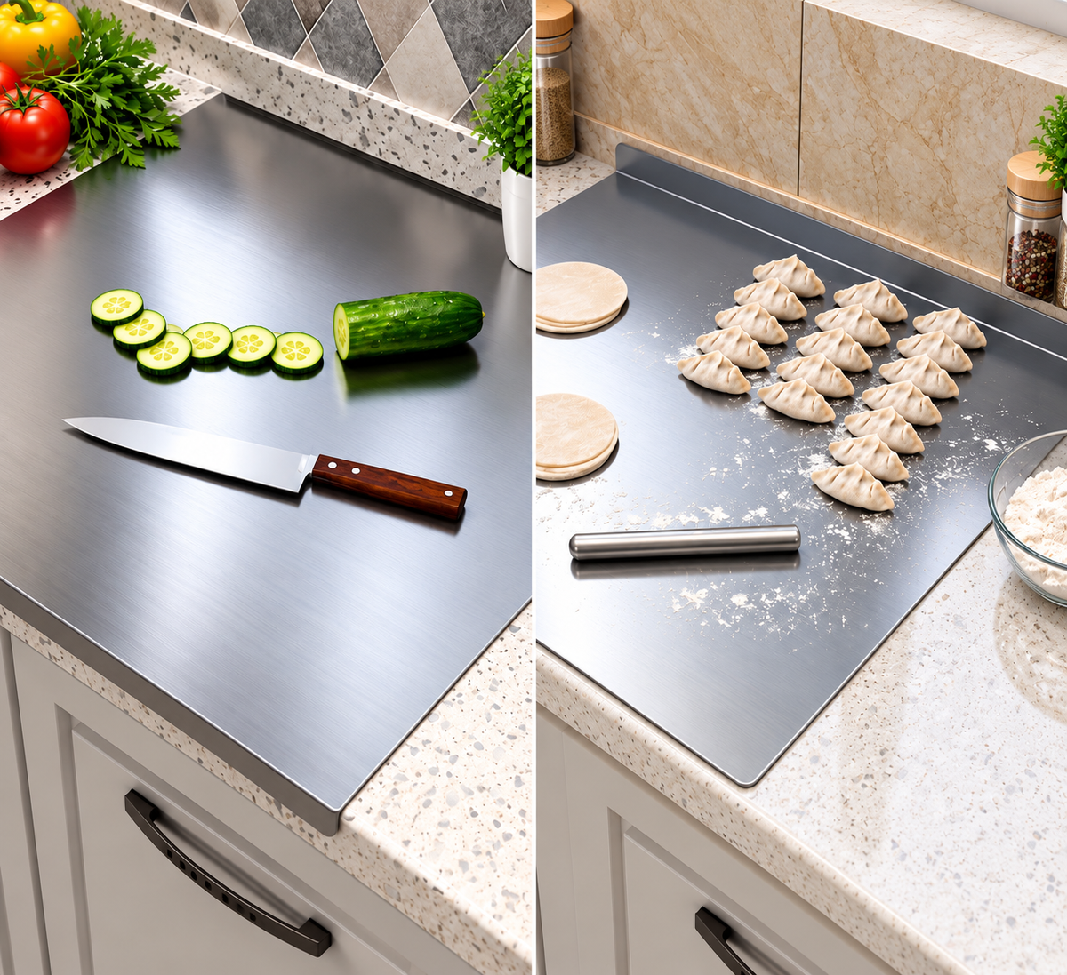 Stainless steel board for chopping kneading cake and dumpling preparation