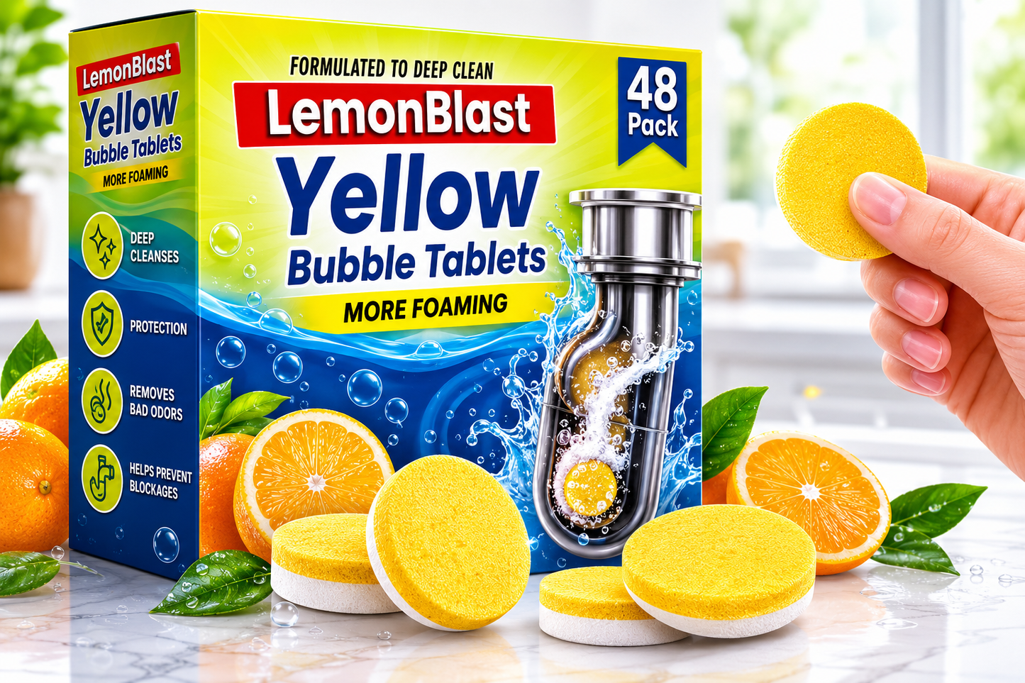 🔥Foaming Drain Cleaning Tablets for Sink, Pipes & Disposal🔥