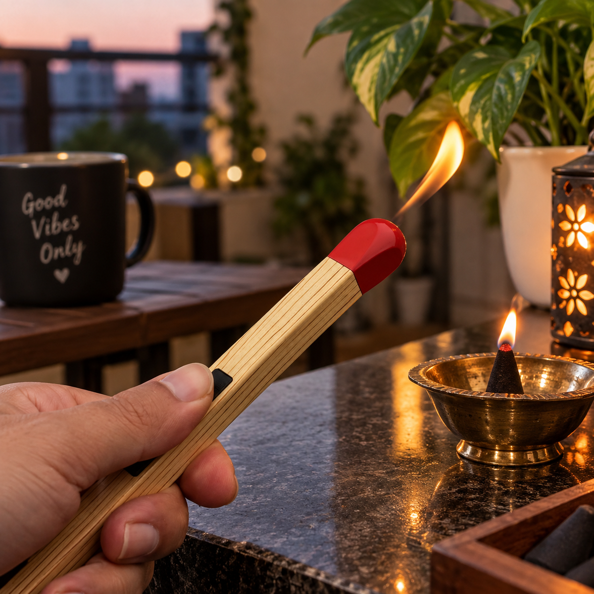 Electric Match Stick Arc Lighter producing a flameless electric arc