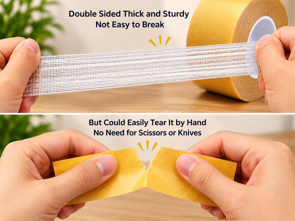Strong double sided fiberglass mesh adhesive tape